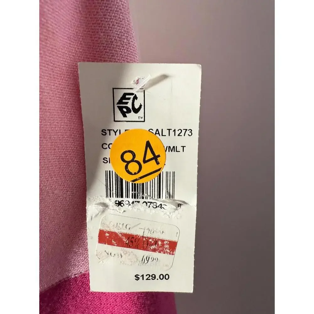 NWT Bebe Women's Midi Dress Pink White Striped Halter Neck New with Tags Size L - Picture 5 of 6